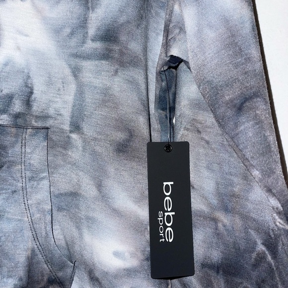 ✨HP✨ NWT “BEBE SPORT” SOFT BLACK & GREY TIE-DYE PULLOVER HOODIE, LADIES MEDIUM - Picture 3 of 7